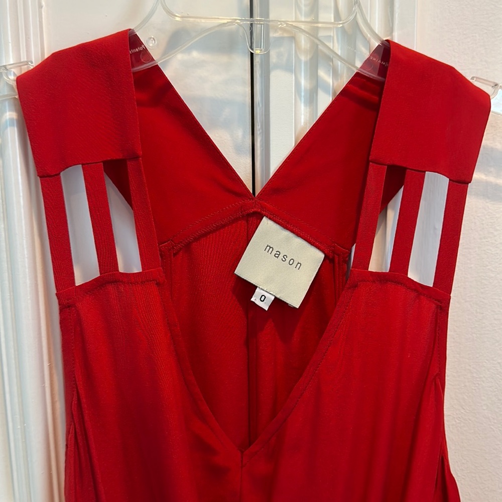 MASON womens red high low silk dress size 0